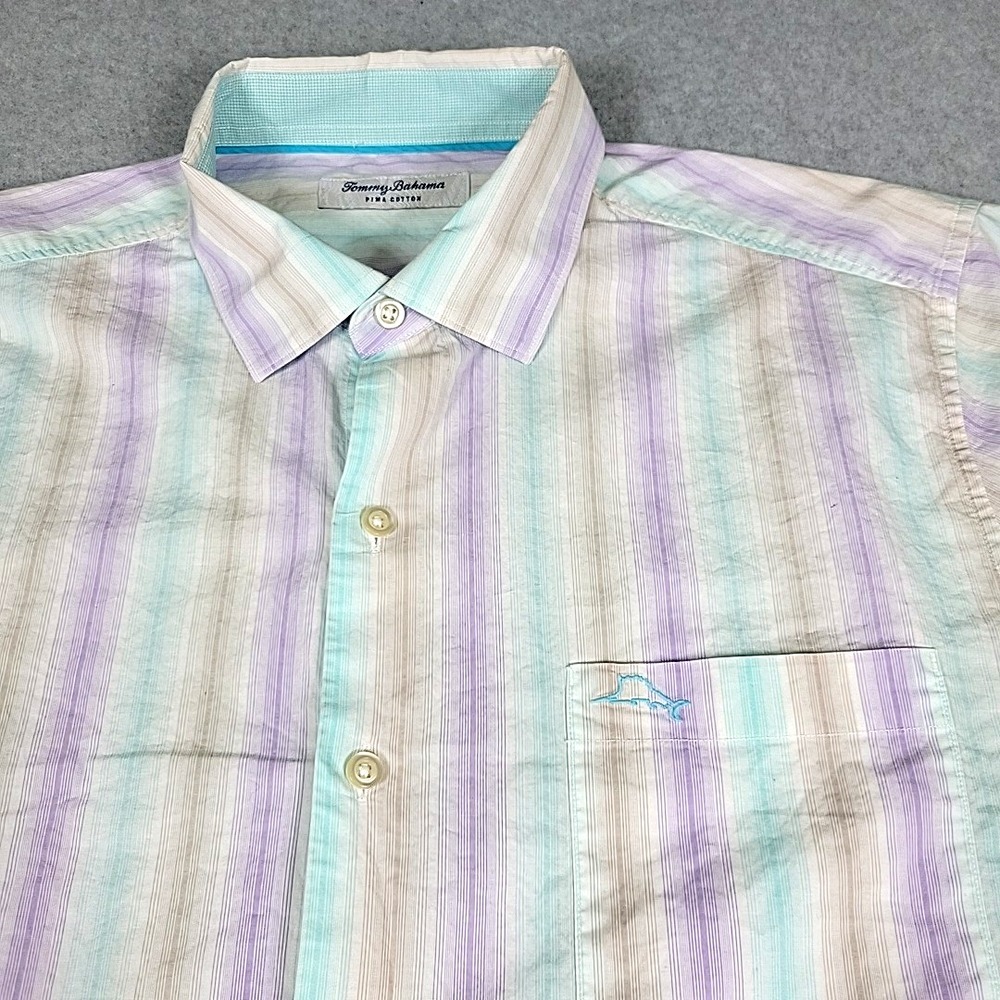 Tommy Bahama Button Down Shirt Men's Large Long Sleeve Collared 100% Puma Cotton - Picture 3 of 11